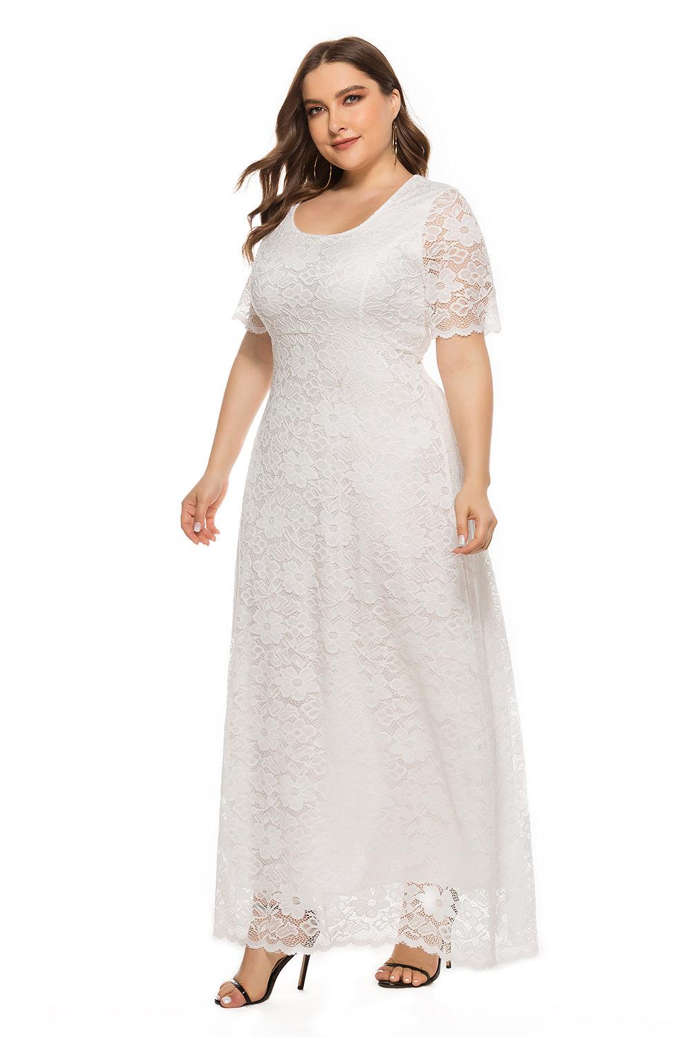 Lacy White Plus-Size Maxi-Dress – 1SANSOME