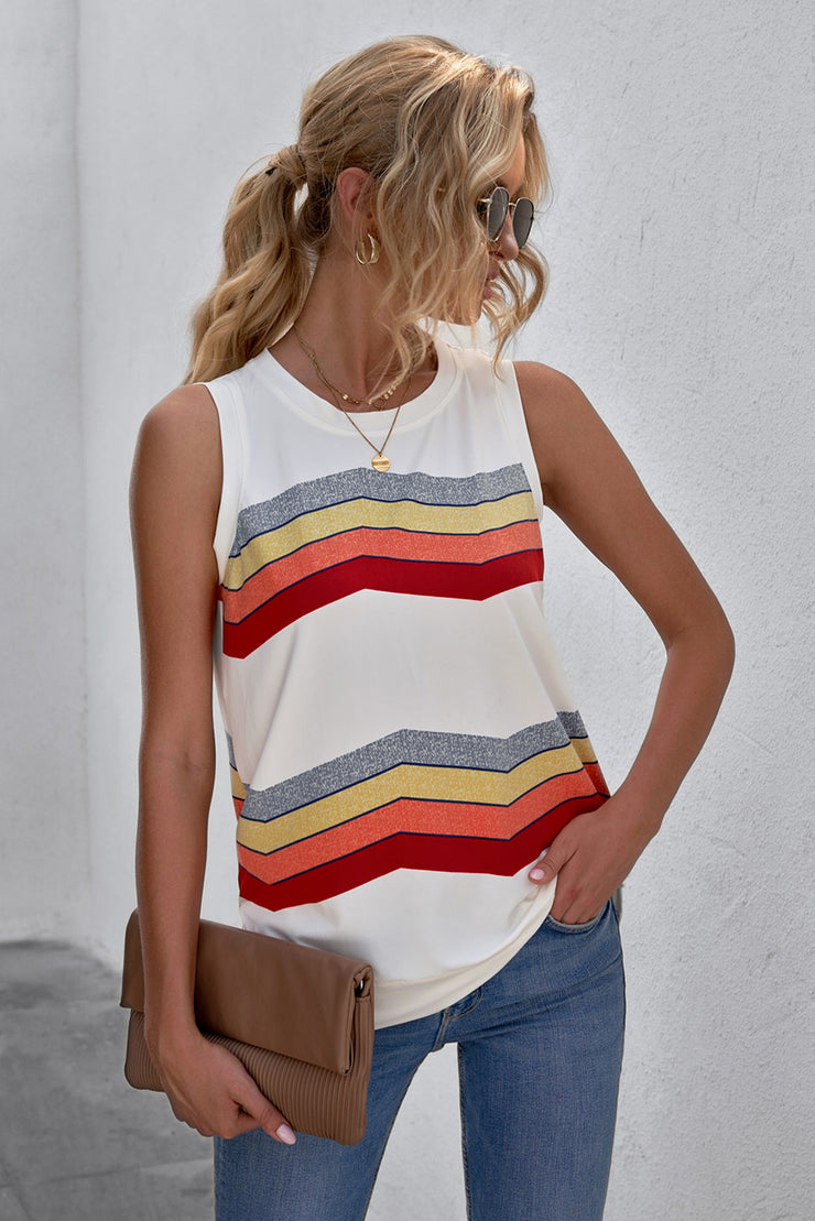 Women's Casual Tanks Top Color Block Crewneck Sleeveless Shirt – 1SANSOME