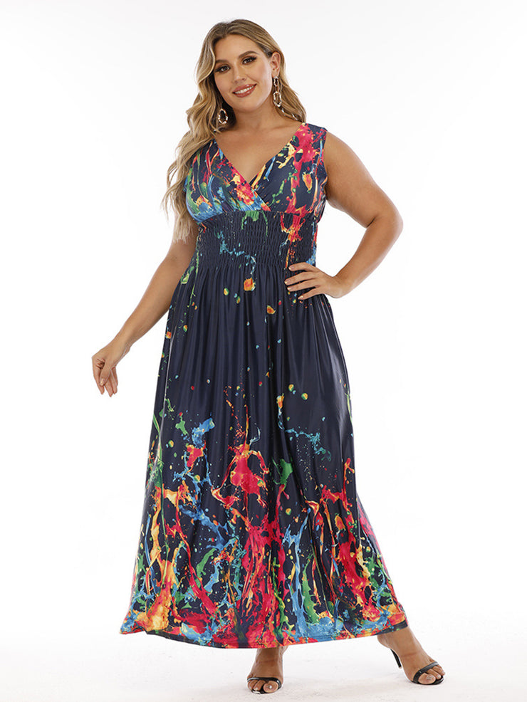 Paint-splattered Plus-Size Maxi Dress – 1SANSOME