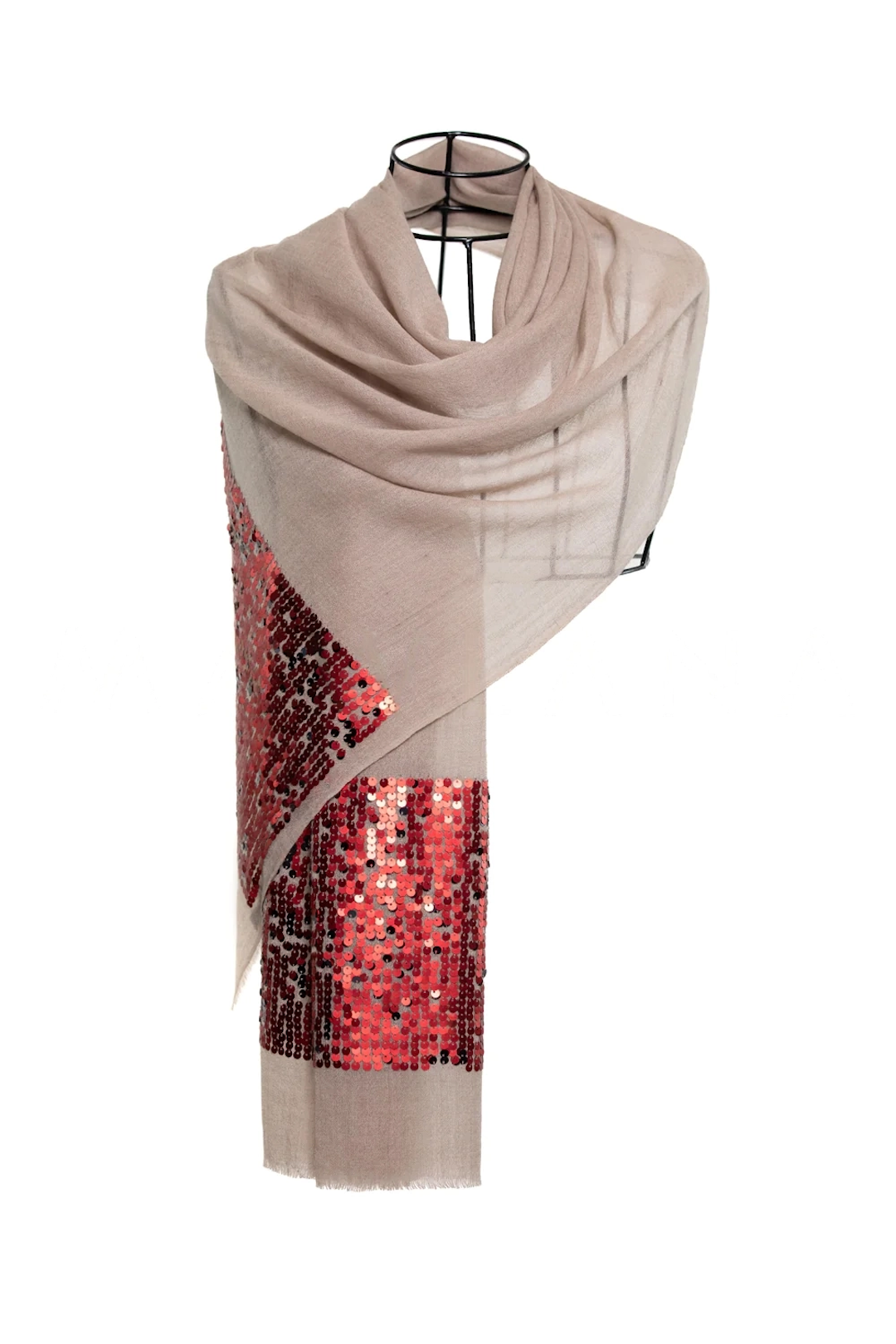 SEQUINS SCARF SILK CASHMERE SHAWL SILK