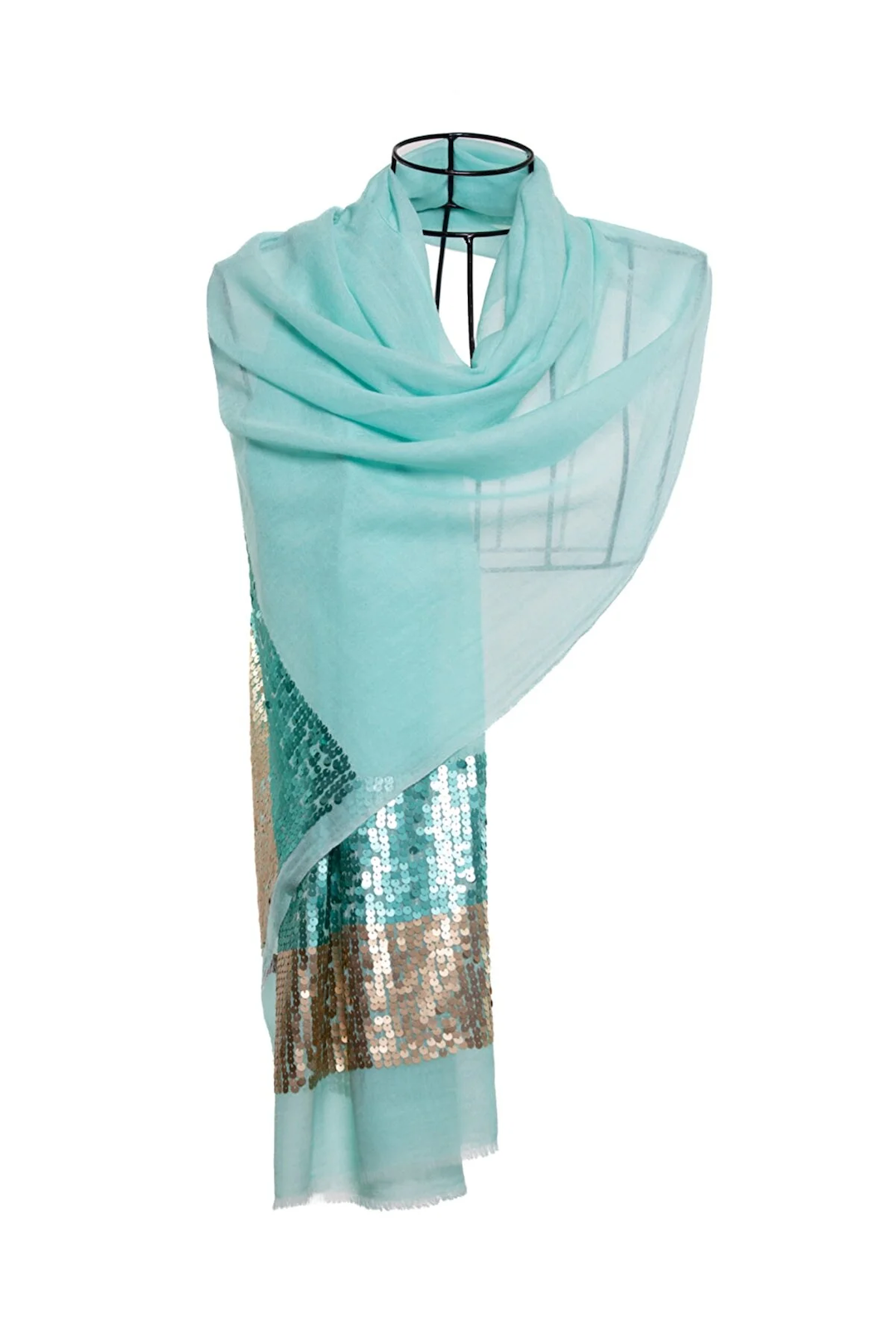 SEQUINS SCARF SILK CASHMERE SHAWL SILK