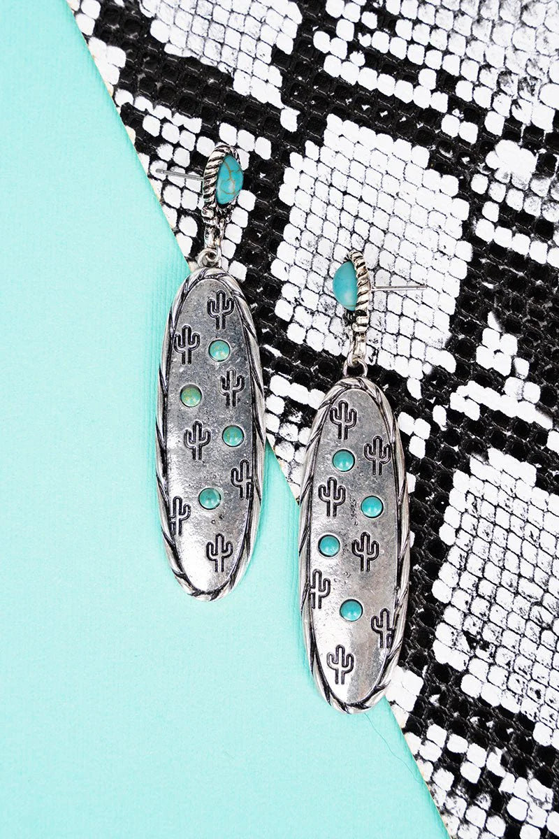 TURQUOISE CACTUS RIDGE EARRINGS #44