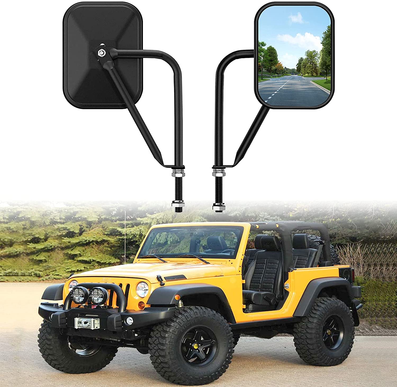 Door Off Mirror Compatible with Jeep Wrangler JK JL & Unlimited, Wider –  Omotor