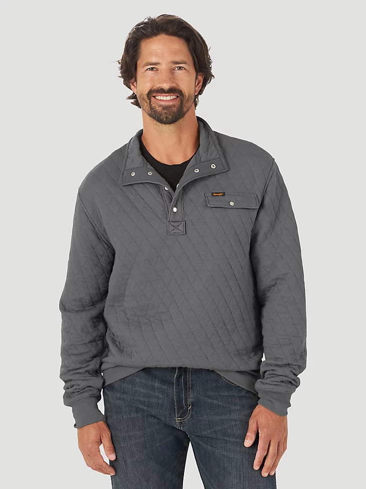 Wrangler Quilted 1/4 Snap Grey Pullover – Wiseman's Western