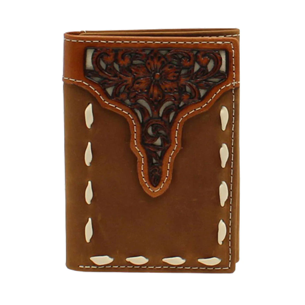 Ariat Men's Floral Tooled Tri-Fold Wallet – Wiseman’s Western