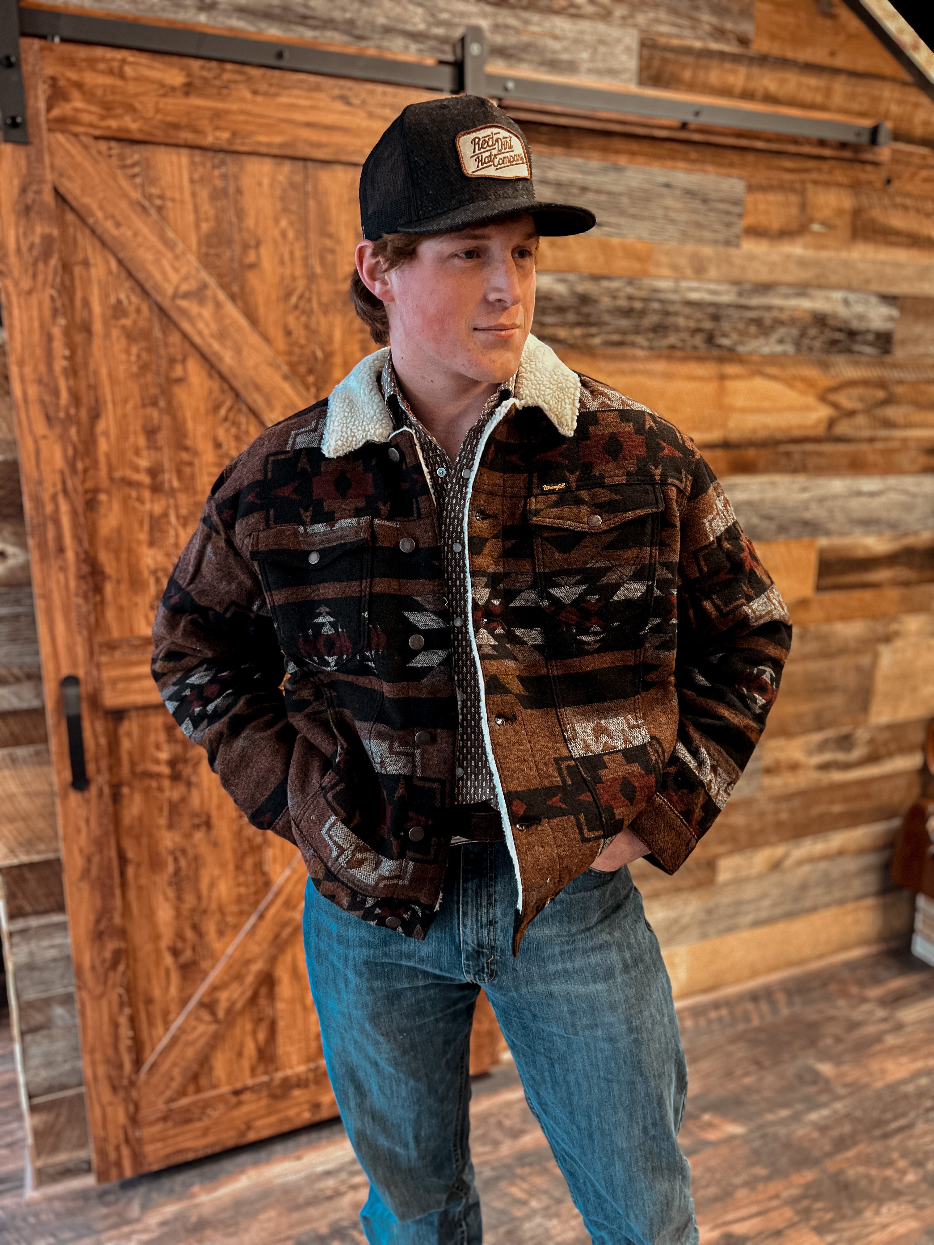 The Walker Aztec Wrangler Retro Sherpa Lined Jacket – Wiseman's Western