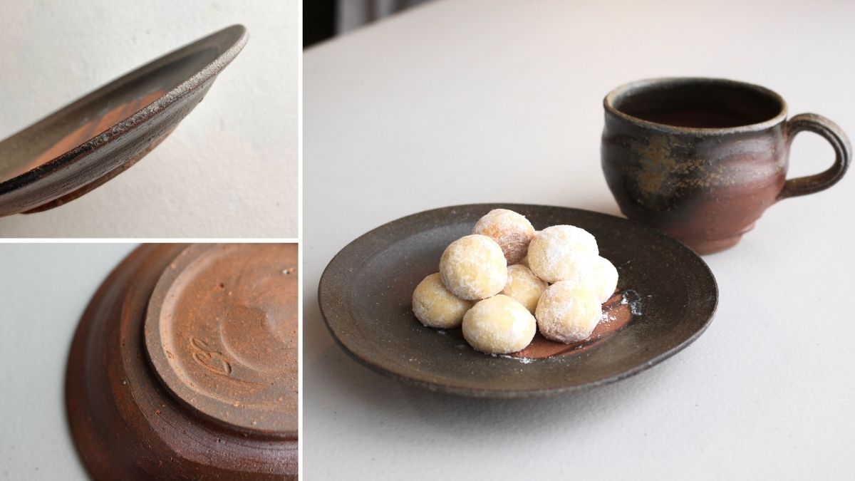 Bizen ware cup and saucer that can be used separately