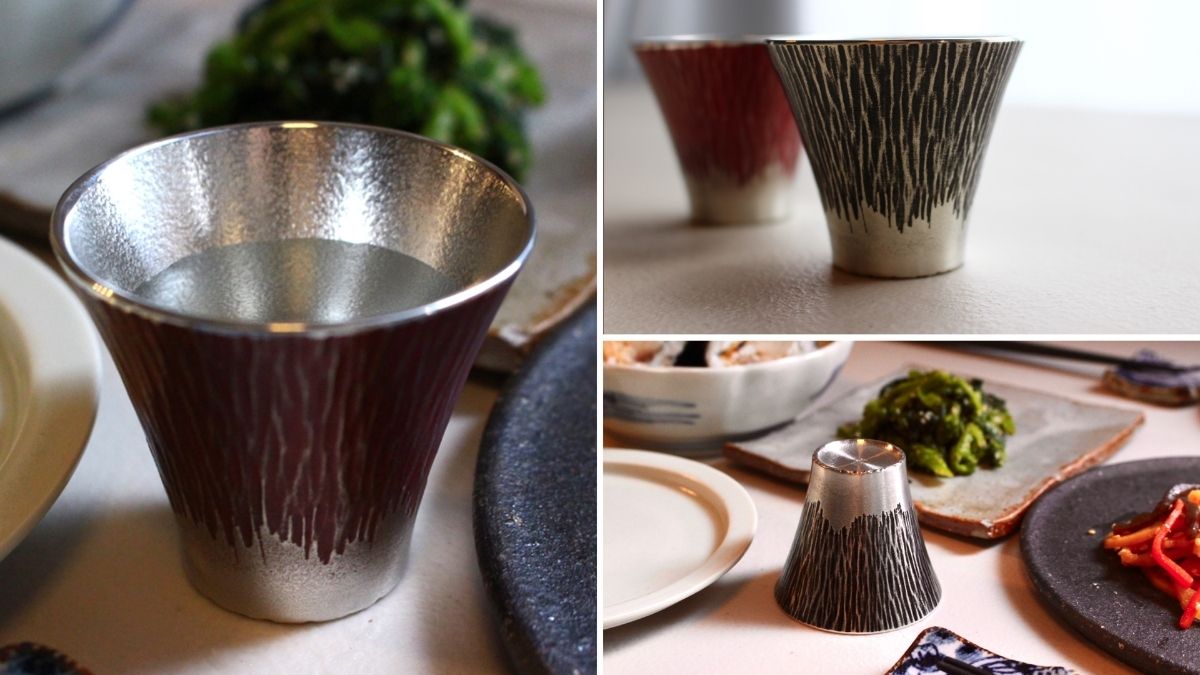 Tin gulping cup with playful Mt.