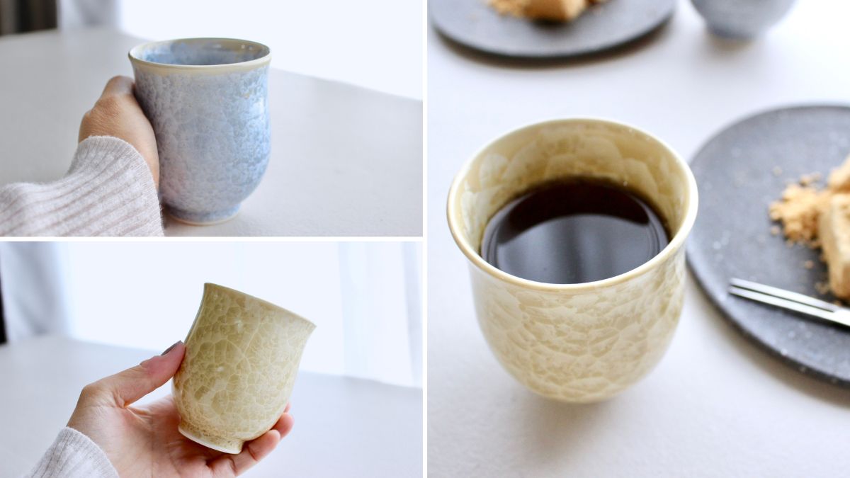 A teacup that fits comfortably in the hand with its curved design