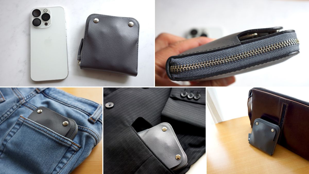 デニムやスーツのポケット、小さめのバッグにも入る持ち歩きやすいサイズの本革ケース
