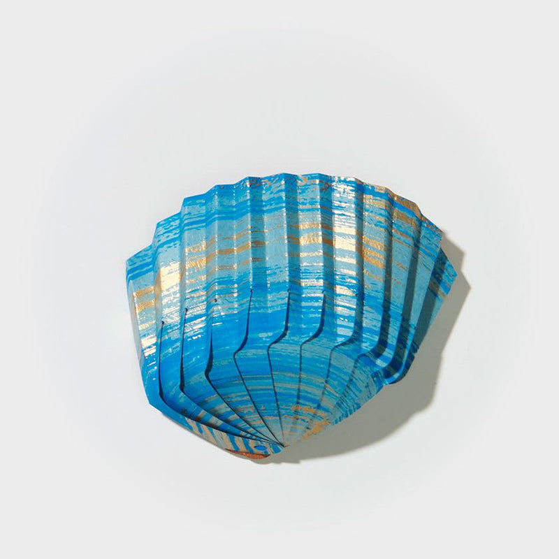湯島アート　折り紙トレイ　紙の貝殻椀 刷毛青