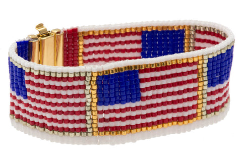 Miyuki Delica American Flag Bracelet 
