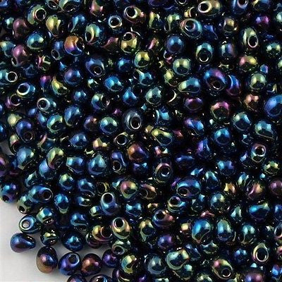 Miyuki Drop Fringe Seed Bead Metallic Blue AB DP455 | Aura Crystals, LLC