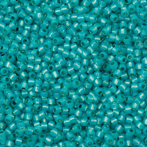 Toho CUBE Seed Beads 4mm AQUA OPAQUE YELLOW LINED 2.5 Tube