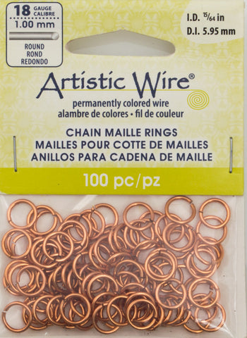 Artistic Wire Non Tarnish Brass 8.1mm Jump Ring 75pc 18 ga, I.D. 5.95mm