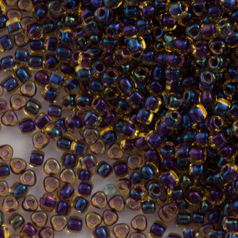 Miyuki Triangle Seed Bead 10/0 Dark Amethyst Lined Topaz #1839 | Aura ...