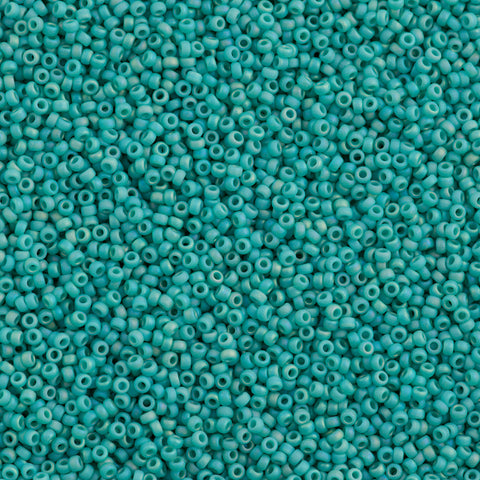 Miyuki Round Seed Bead 15/0 Opaque Matte Turquoise AB #412FR | Aura ...