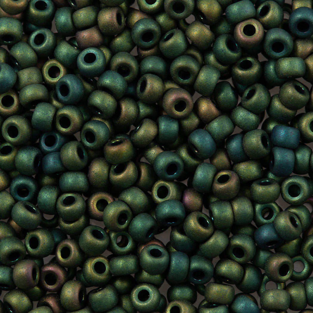 Miyuki Round Seed Bead 60 Matte Metallic Dark Green Iris 2066 Aura