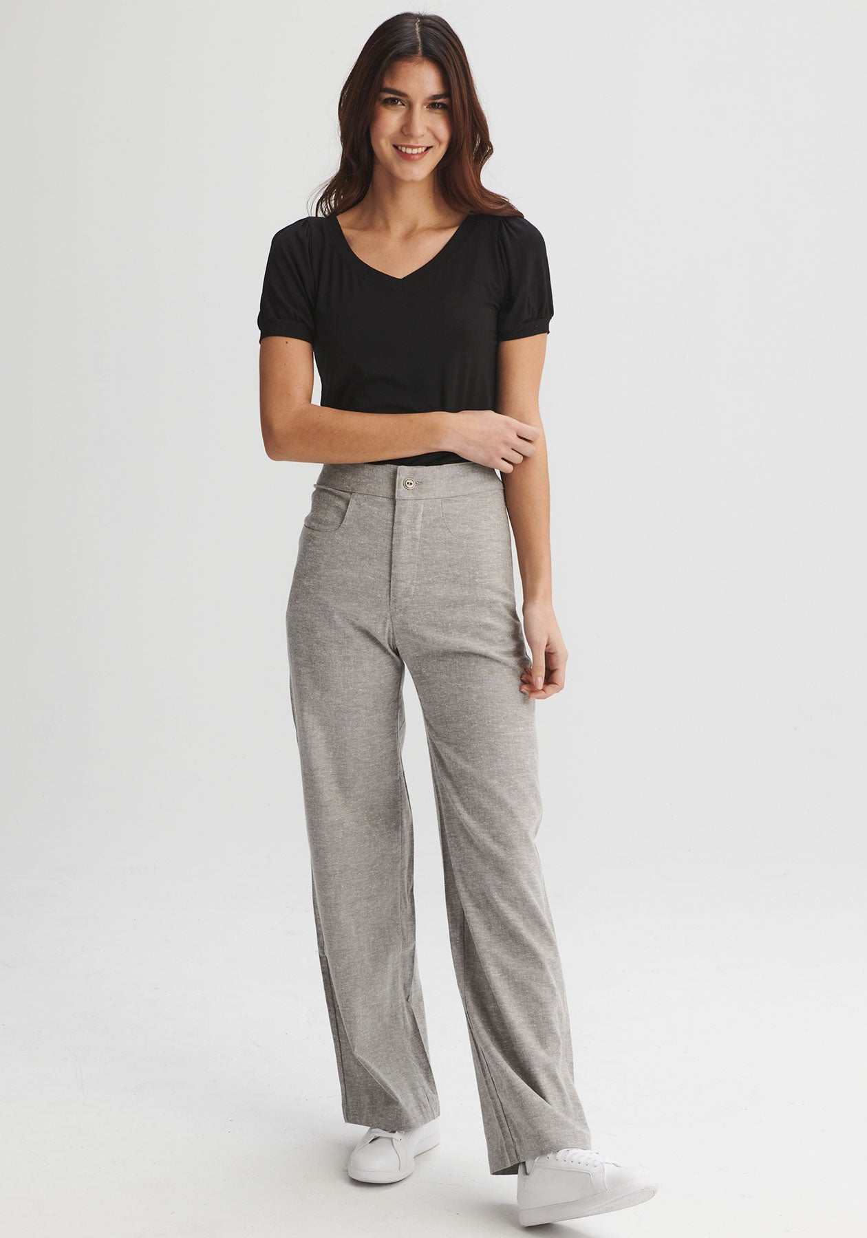 RICHELIEU - Pantalon taille haute gris