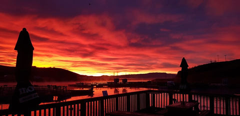 High Country Salmon sunrise over salmon farm