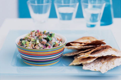 gravadlax salsa with fennel crackers