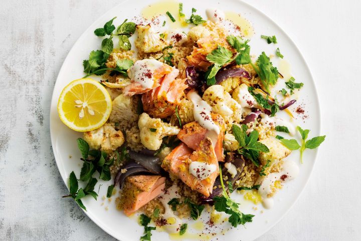 middle eastern salmon and cauliflower salad