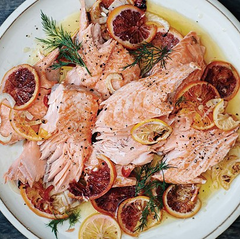 slow roasted salmon with fennel and citrus