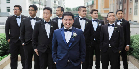 groom and groomsmen, same bow tie