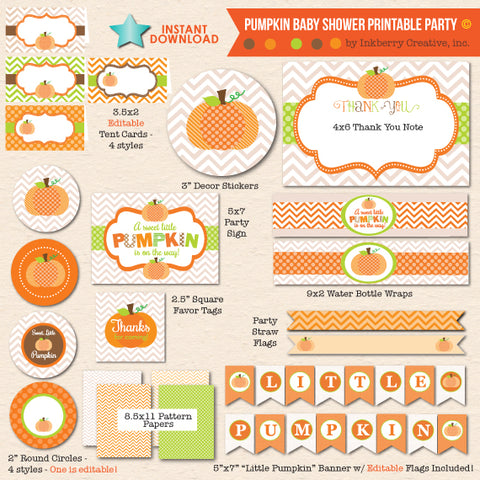 little pumpkin gender neutral baby shower printable party