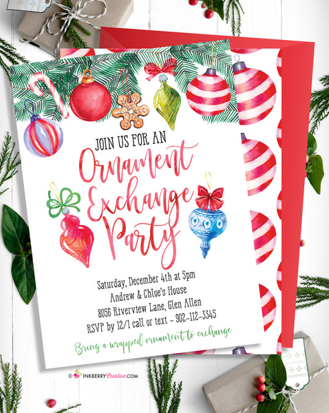 christmas ornament exchange party invitation mother daughter ornament party invite
