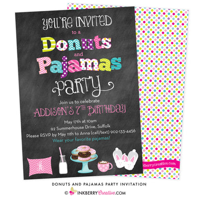 Donuts and Pajamas Party Chalkboard Style Invitation – Inkberry ...