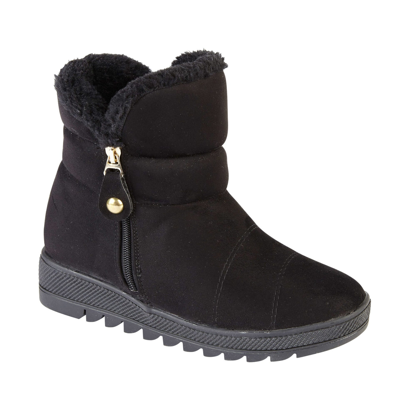 ladies black fur lined ankle boots