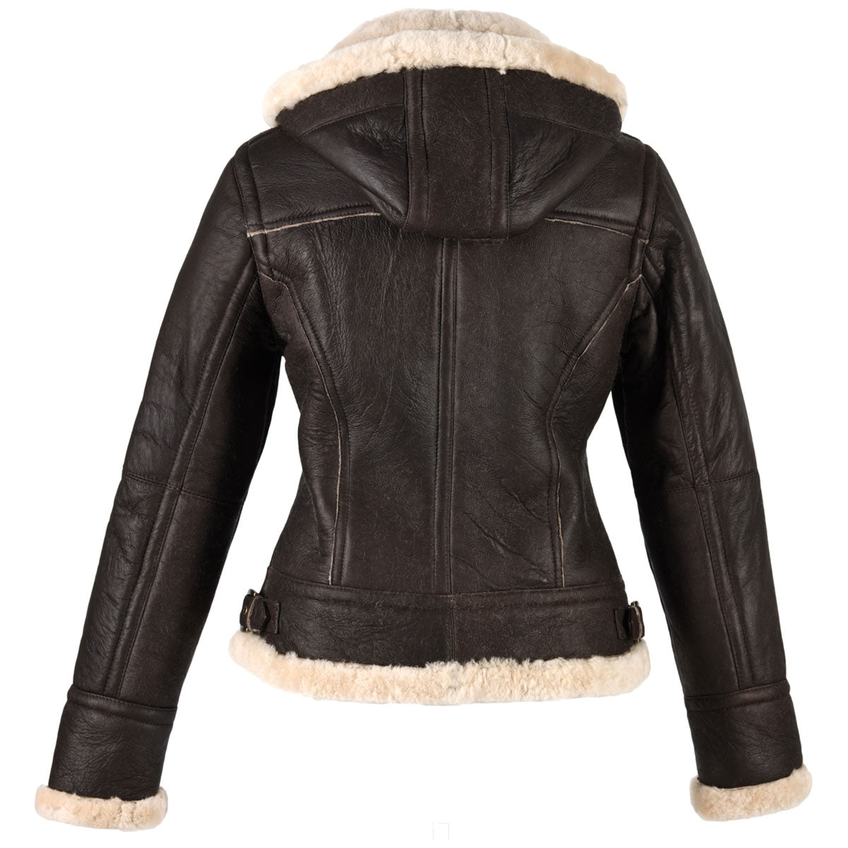 Ladies Jessie Hooded Leather Sheepskin Jacket - Dark Brown – Sheepskin ...