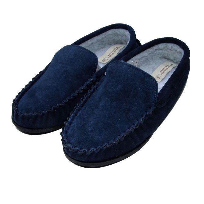 navy moccasin slippers