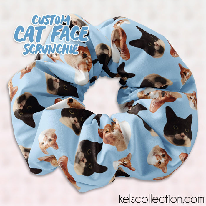 Download Personalized Cat Faces Scrunchie Hair Tie, Funny Cat Faces Scrunchy Ha - Kelly's Collection