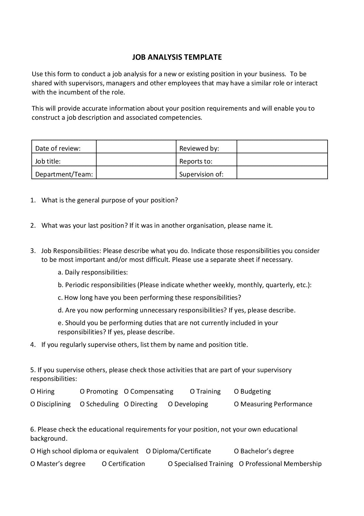 Job Analysis Template – Accountests Throughout Certificate Of Analysis Template