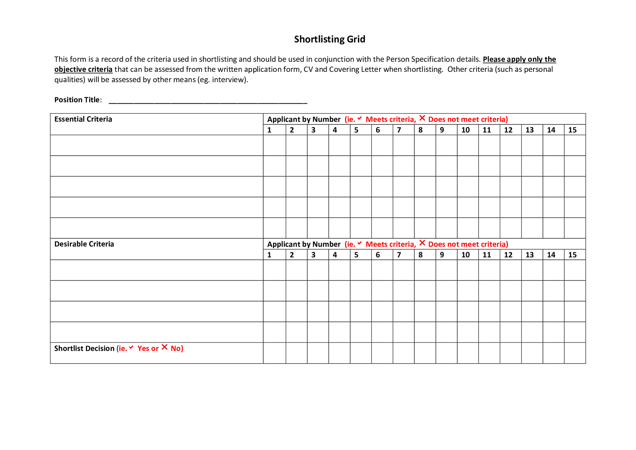 Shortlisting grid page 1