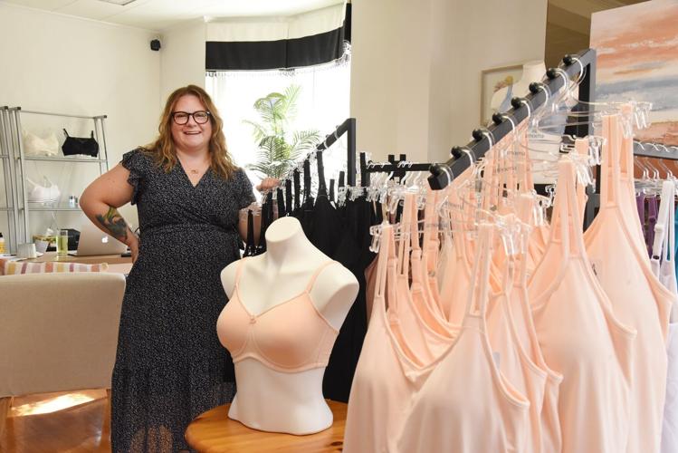 Owner of Pink Ribbon Boutique, Vanessa Freeman is standing in front of Mastectomy products