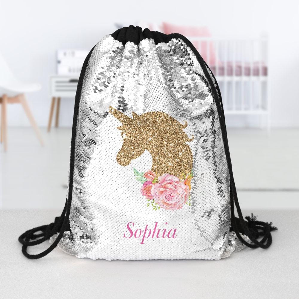  Personalized  Backpacks  Gold Unicorn Custom  Kids Flip 