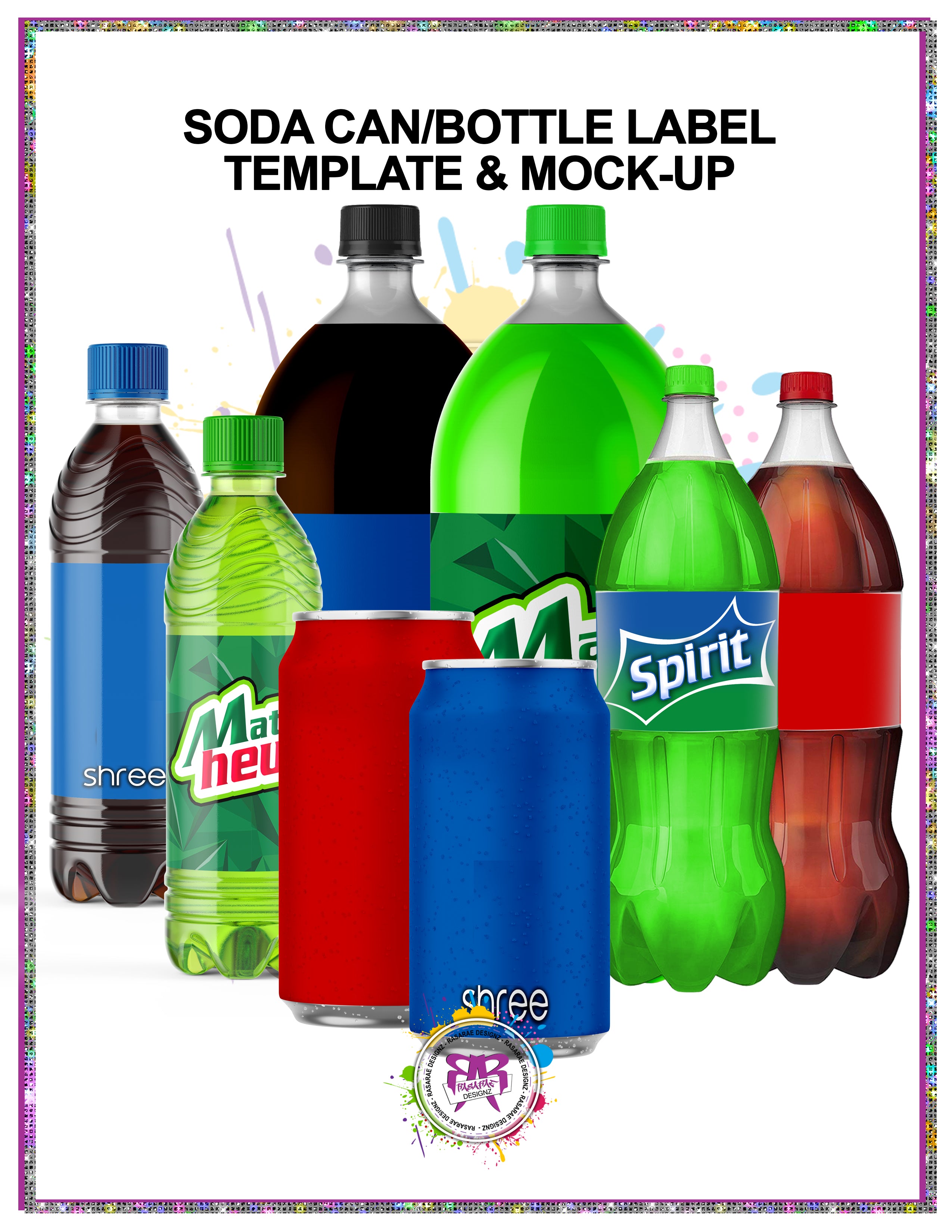 Soda Pop Can/Bottle Label Template & Mockup Bundle RasaRae Designz