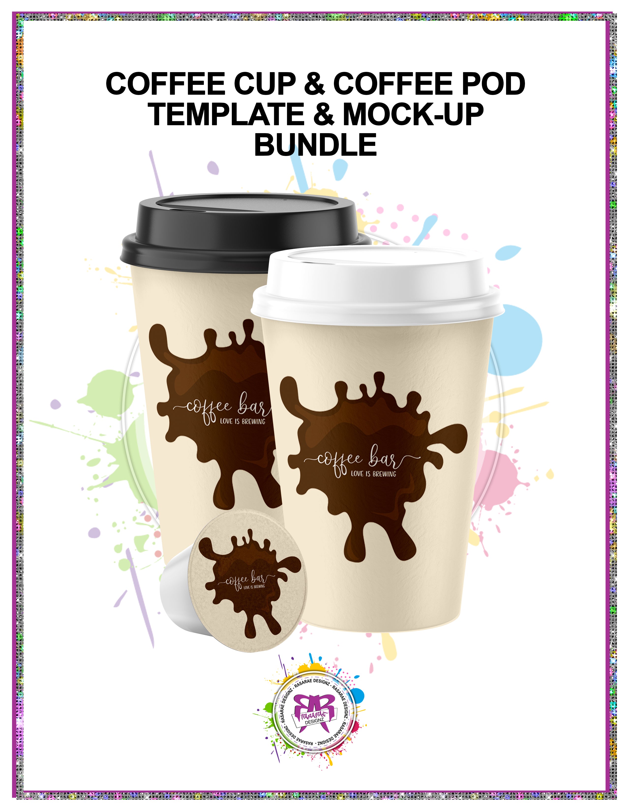 Coffee Cup & Coffee Pod Wrapper Label Template & Mockup Bundle