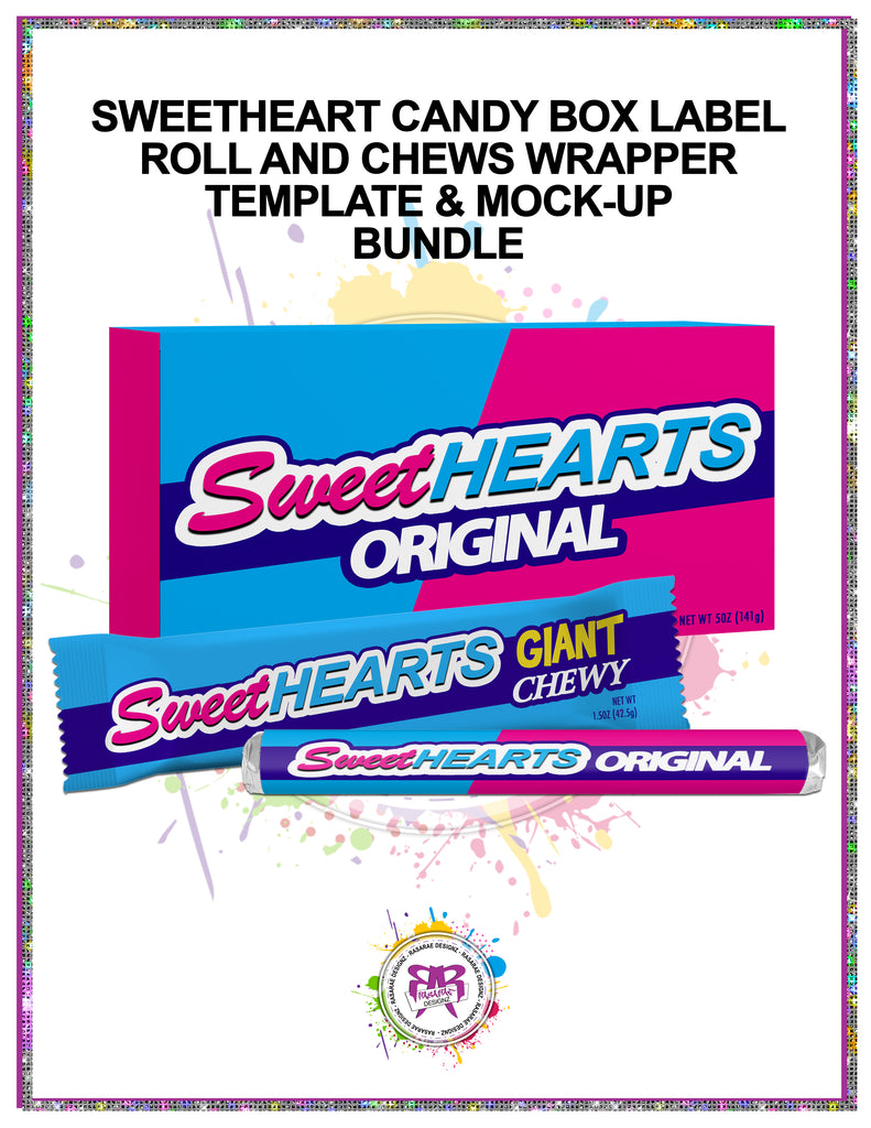 Sweetheart Candy Label & Wrappers Template & Mock-up Bundle - RasaRae Designz