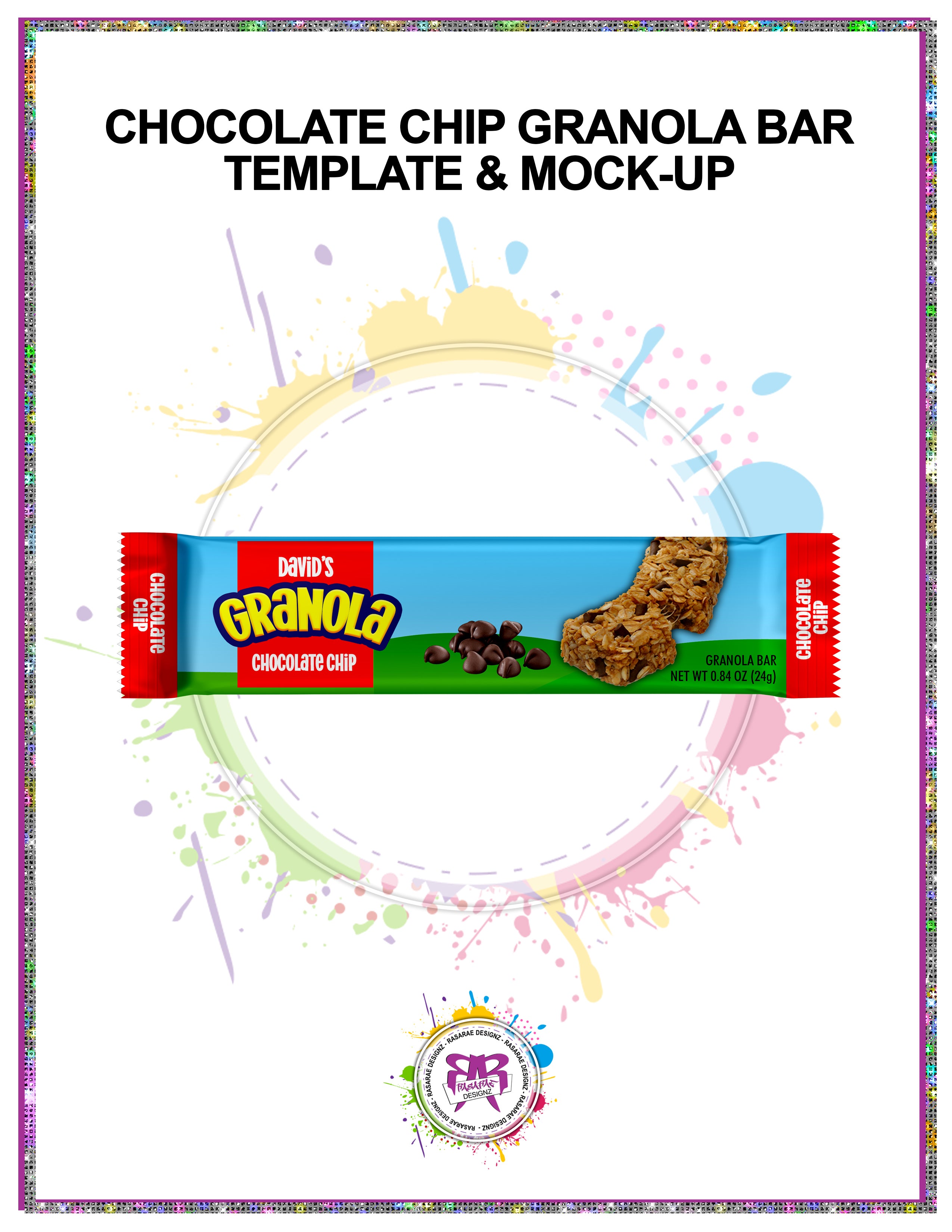 Chocolate Chip Granola Bar Template & Mockup RasaRae Designz