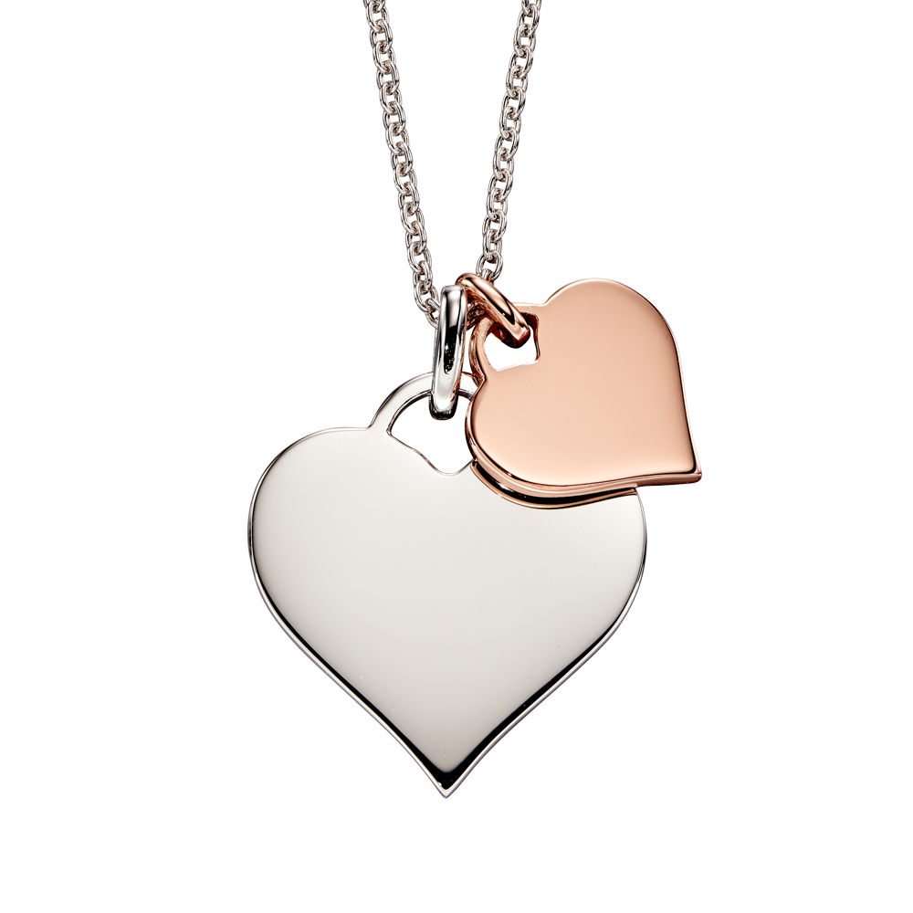 Silver and Rose Gold Double Heart Necklace