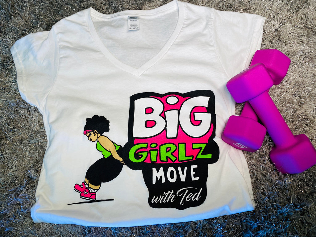 Bgm Ladies Softstyle Fitted V Neck T Shirt Big Girlz Move Gear