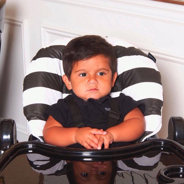 Your Babiie Nicole Snooki Polizzi Rose Gold Black Stripes High Chair