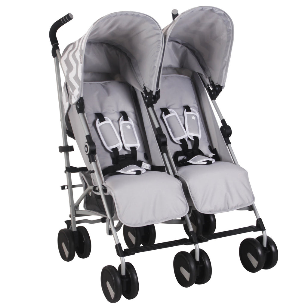 my babiie twin stroller grey chevron