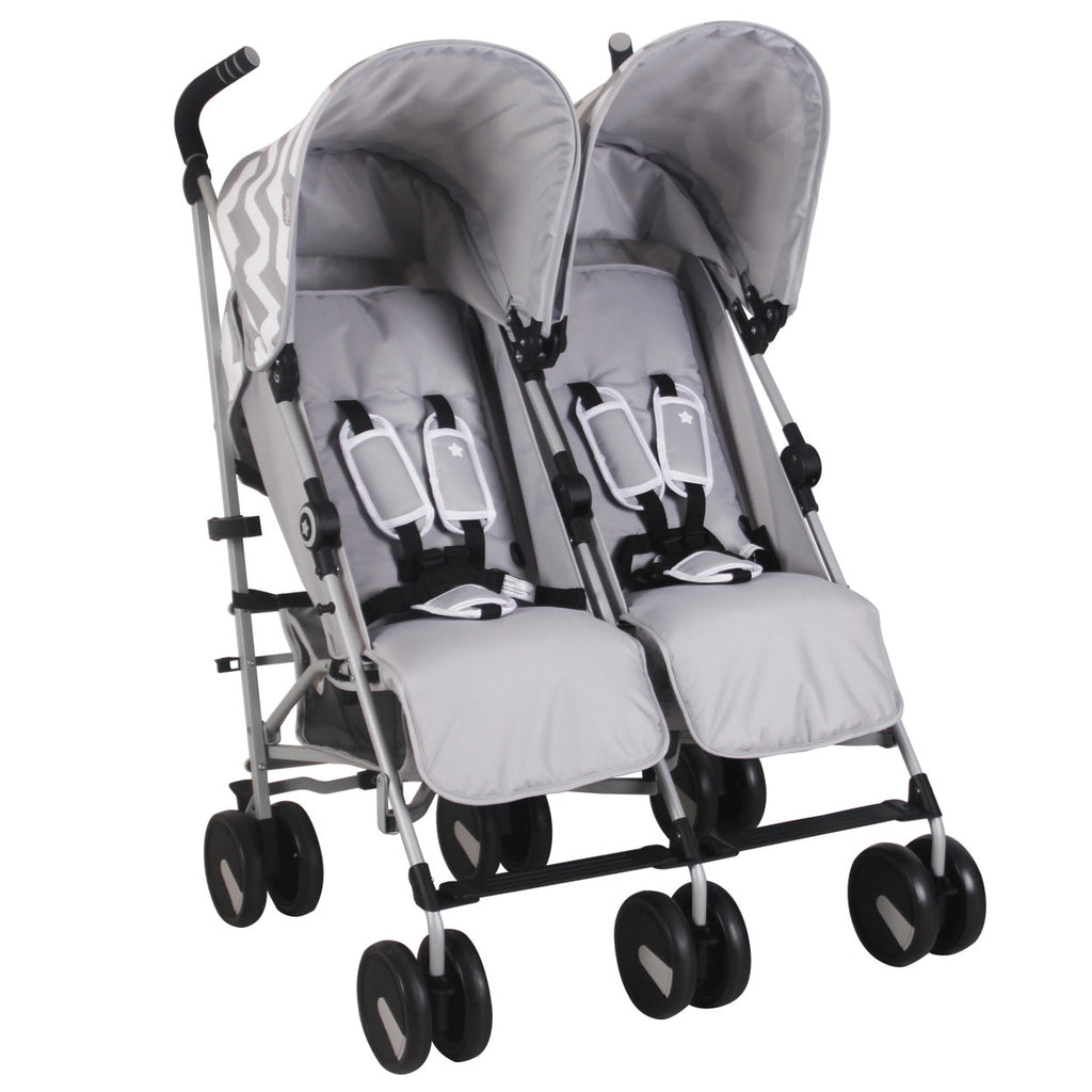 grey double stroller