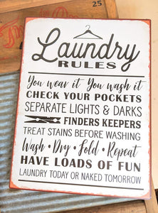 Laundry Rules Sign
