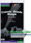 BCW COMIC BOOK BAGS SILVER/REGULAR SIZE - RESEALABLE